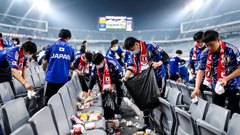 Japanese Fans Are Picking Up Trash Again After Major Sporting Events